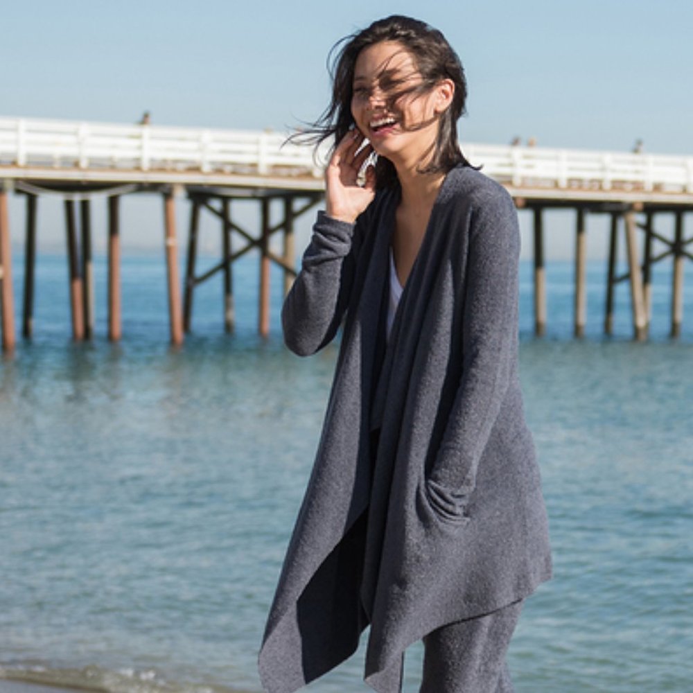 Barefoot Dreams Grey Cozychic Island Wrap Cardigan